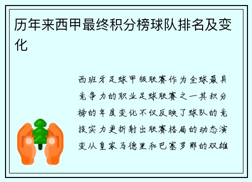 历年来西甲最终积分榜球队排名及变化